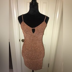 Wild Fable Rose Gold Bodycon Dress with Cut-Outs - Size Small